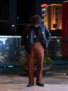 「schott（ショット）の【直営限定】Schott/ショット/MILITARY SLACKS/ミリタリースラックス（その他パンツ）」を使った、sugaさん（メンズ・177cm）の冬コーディネート