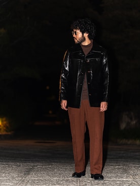 「スタッフセンバツ」｜「アイテム（ライダースジャケット）」を使った、sugaさん（メンズ・177cm）の秋コーディネート