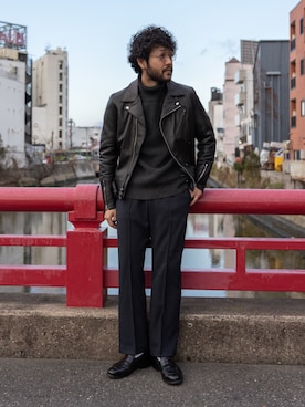 「schott（ショット）の【直営限定】Schott/ショット/MILITARY SLACKS/ミリタリースラックス（その他パンツ）」を使った、sugaさん（メンズ・177cm）の冬コーディネート