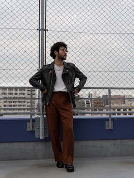 「schott（ショット）の【直営限定】Schott/ショット/MILITARY SLACKS/ミリタリースラックス（その他パンツ）」を使った、sugaさん（メンズ・177cm）の秋コーディネート