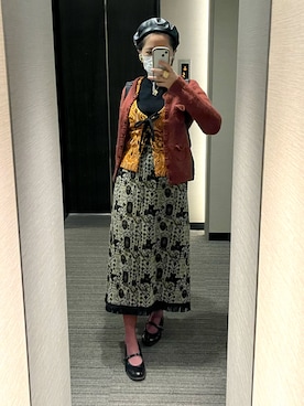 「70'sコーデ」｜「アイテム（ハンチング/ベレー帽）」を使った、nkさん（レディース・157cm）の秋コーディネート