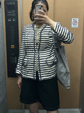 「古着」｜「アイテム（ノーカラージャケット）」を使った、nkさん（レディース・157cm）の春コーディネート