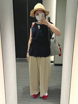 「フレンチカジュアル」｜「アイテム（バレエシューズ）」を使った、nkさん（レディース・157cm）の夏コーディネート