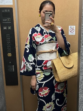 「古着」｜「アイテム（浴衣）」を使った、nkさん（レディース・157cm）の夏コーディネート