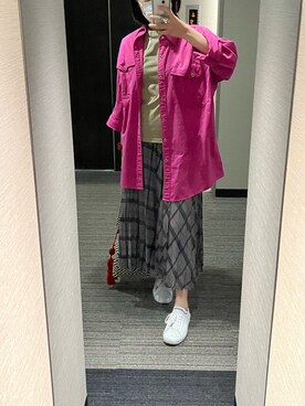 「Lee（リー）のアイテム（Tシャツ/カットソー）」を使った、nkさん（レディース・157cm）の夏コーディネート