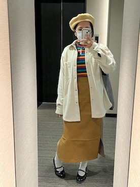 「FRED PERRY」｜「アイテム（ハンチング/ベレー帽）」を使った、nkさん（レディース・157cm）の冬コーディネート