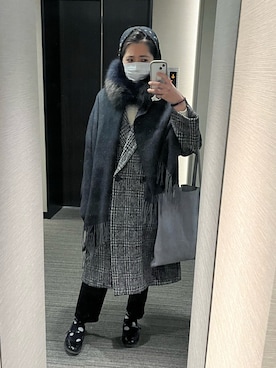 「HARUTA」｜「アイテム（チェスターコート）」を使った、nkさん（レディース・157cm）の冬コーディネート