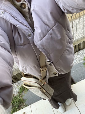 「アイテム（ダウンジャケット/コート、ピンク系）」を使った、HKRさん（レディース・162cm）の冬コーディネート