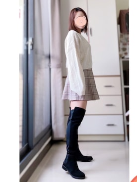 「通勤穿搭」｜「アイテム（ブーツ）」を使った、Yui Chuさん（レディース・152cm）の秋コーディネート