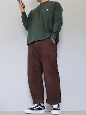 「U.S. POLO ASSN.（ユーエスポロアッスン）のU.S. POLO ASSN. /ユーエスポロアッスン 別注ワンポイント刺繍 ビッグシルエット長袖カットソー（Tシャツ/カットソー）」を使った、kasago/Instagramも見てねさん（メンズ・165cm）の秋コーディネート