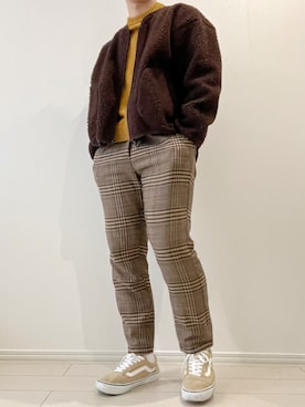 「improves（インプローブス）のアイテム（スラックス）」を使った、kasago/Instagramも見てねさん（メンズ・165cm）の冬コーディネート