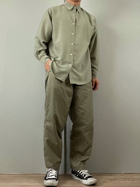 「neos（ネオス）のアイテム（チノパンツ）」を使った、kasago/Instagramも見てねさん（メンズ・165cm）の春コーディネート