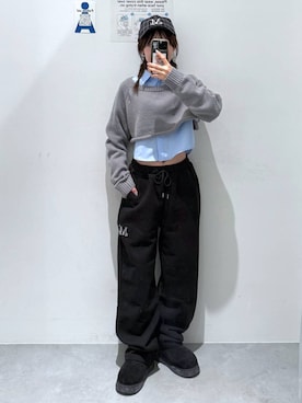 「アイテム（スウェットパンツ）」を使った、okuyuさん（レディース・154cm・30代）の冬コーディネート