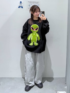 「アイテム（スウェットパンツ）」を使った、okuyuさん（レディース・154cm・30代）の冬コーディネート