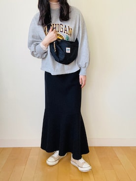 「JUNOAH（ジュノア）のシアーウェーブカットソー（Tシャツ/カットソー）」を使った、saki***さん（レディース・171cm）の冬コーディネート