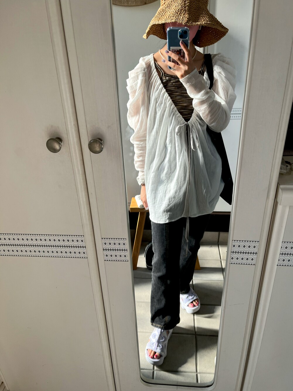ONEME（ワンム）の「ONEME Sheer feeling Tunic Blouse（シャツ