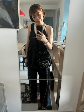 「アイテム（腕時計、パープル系）」を使った、momoさん（レディース・169cm）の夏コーディネート