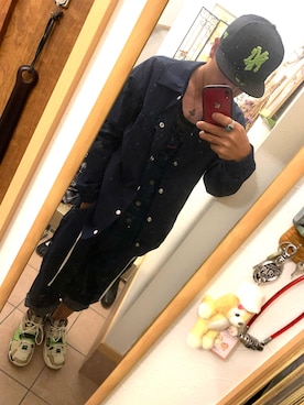 「ナイキスニーカー」｜「アイテム（オールインワン・サロペット）」を使った、ふる〜いの着るヤツ。さん（メンズ・173cm）の秋コーディネート