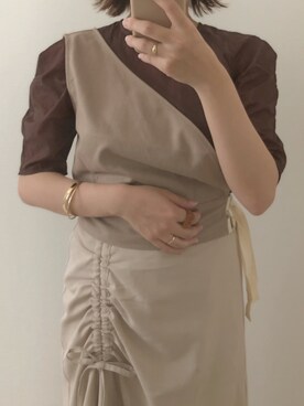 「MURUA（ムルーア）のアイテム（トップス、ブラウン系）」を使った、KANAKOさん（レディース・152cm）の夏コーディネート