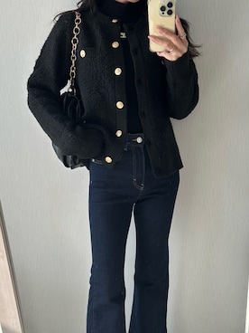 「アイテム（ノーカラージャケット）」を使った、michiさん（レディース・160cm）の秋コーディネート