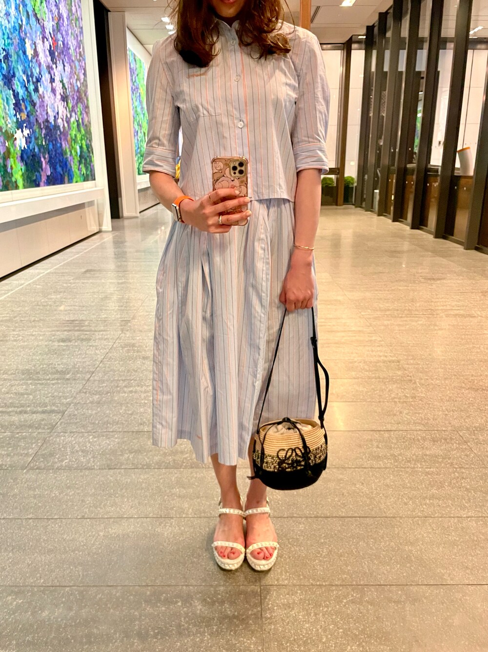 MARNI*シックな感性際立つ*アクアマリン ポプリン スカート MARNI（マルニ）の「ストライプ オーガニックポプリン製バルーン