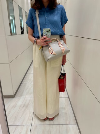 美品 現行タグ ラルフローレン リネンパフスリーブシャツ L 白 オーバーサイズ フローラルロゴ リネン シャツ （シャツ