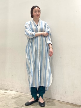 「ストライプワンピース」｜「アイテム（その他）」を使った、natsumiさん（レディース・159cm）の春コーディネート