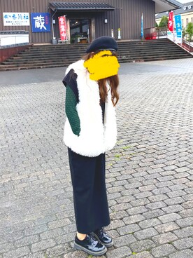 「14+（イチヨンプラス）のアイテム（ハンチング/ベレー帽）」を使った、ぴんさん（レディース・158cm）の秋コーディネート