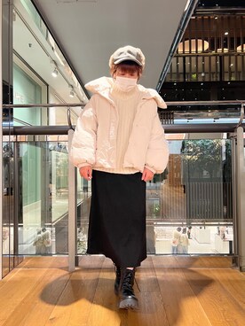 「マイベストコーデ2022」｜「アイテム（ダウンジャケット/コート）」を使った、かおりさん（レディース・162cm）の冬コーディネート