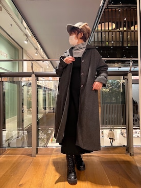 「OLIVE des OLIVE（オリーブデオリーブ）のアイテム（ステンカラーコート）」を使った、かおりさん（レディース・162cm）の冬コーディネート