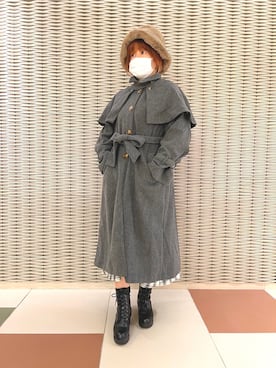 「OLIVE des OLIVE（オリーブデオリーブ）のアイテム（ステンカラーコート）」を使った、かおりさん（レディース・162cm）の秋コーディネート
