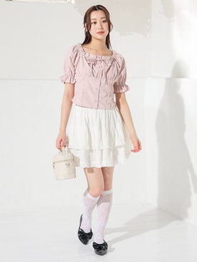 「Honeys（ハニーズ）のアイテム（トップス）」を使った、ハニーズさん（レディース・166cm）の春コーディネート