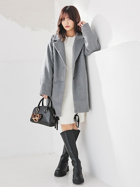 「アイテム（チェスターコート）」を使った、ハニーズさん（レディース・162cm）の秋コーディネート