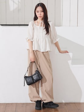 「Honeys（ハニーズ）のアイテム（パンツ）」を使った、ハニーズさん（レディース・163cm）の春コーディネート