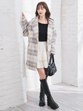 「アイテム（チェスターコート）」を使った、ハニーズさん（レディース・160cm）の秋コーディネート