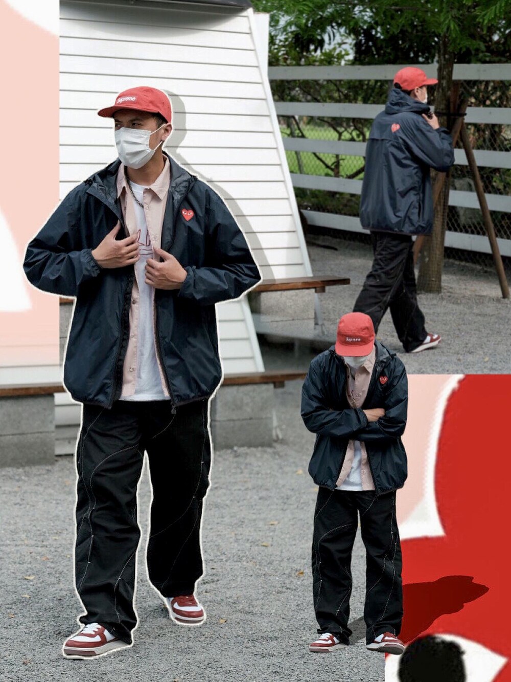 「ootd、街頭穿搭、oversize」｜「COMME des GARCONSのアイテム（ジャケット/アウター、ブルー系）」を使った、LWJさん（メンズ・177cm）の春コーディネートの1枚目の写真