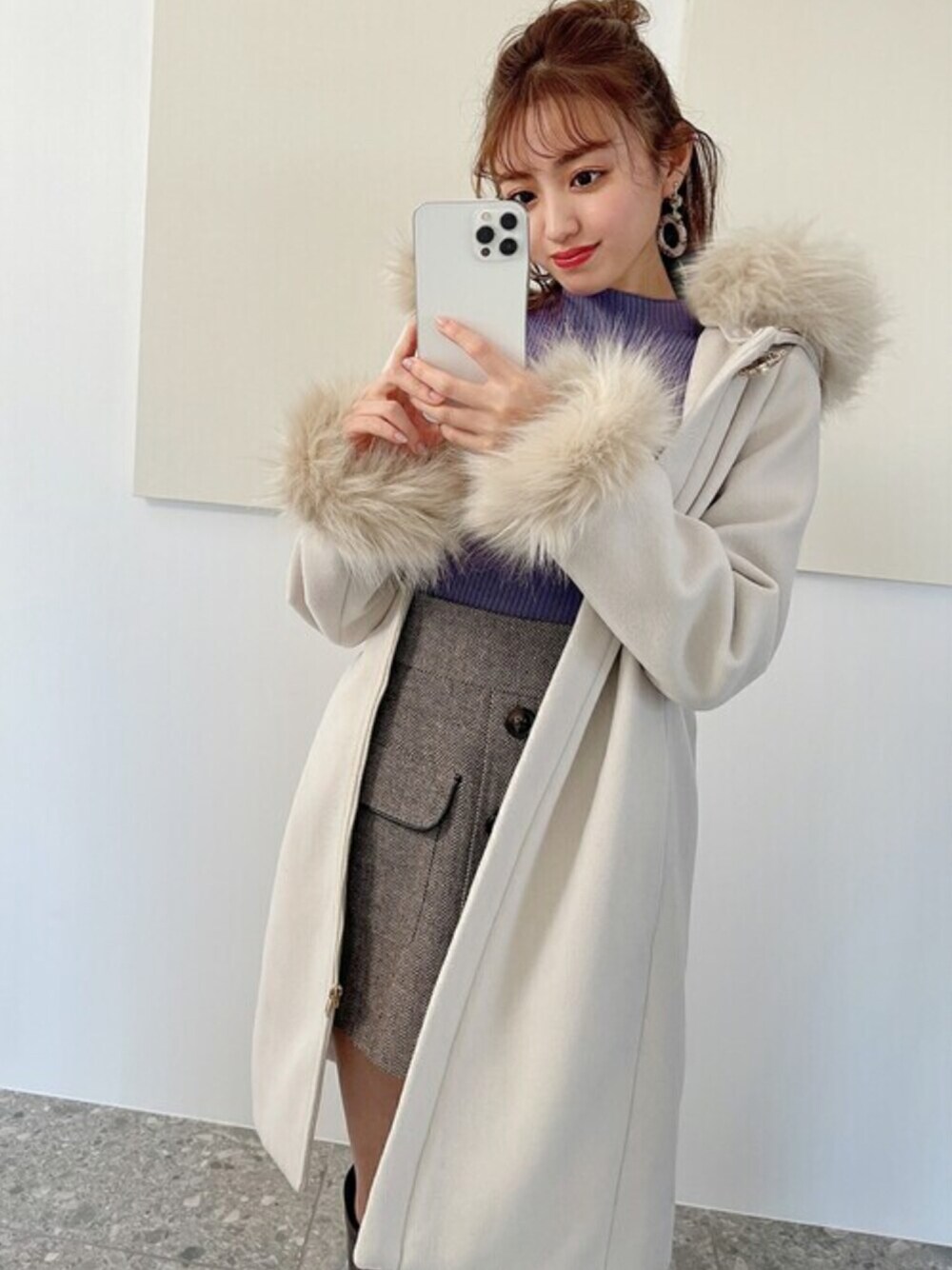 クリスチャン オジァールのフード付きファーコート