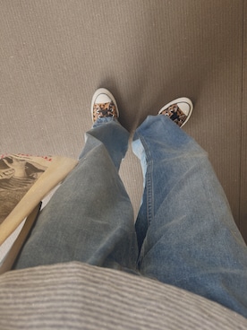 「Maison Margiela（メゾンマルジェラ）のアイテム（デニムパンツ、ブルー系）」を使った、miiiさん（レディース・154cm）の夏コーディネート