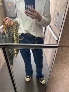 「kyouのアイテム（デニムパンツ、ブラック系）」を使った、miiiさん（レディース・154cm）の春コーディネート