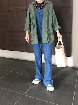 「Wrangler（ラングラー）のアイテム（オールインワン・サロペット）」を使った、miiiさん（レディース・154cm）の春コーディネート