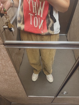 「ARGUEのアイテム（パンツ、ブラウン系）」を使った、miiiさん（レディース・154cm）の夏コーディネート