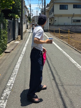 「無印良品（ムジルシリョウヒン）の婦人　天竺編みクルーネック半袖Ｔシャツ（Tシャツ/カットソー）」を使った、しょやさん（メンズ・170cm・20代）の夏コーディネート