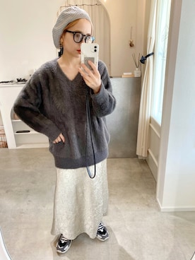 「秋冬」｜「アイテム（ハンチング/ベレー帽）」を使った、emineoさん（レディース・151cm）の秋コーディネート