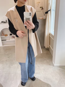 【美品】アメリ EMBELLISH BROOCH VEST ブローチ ベージュ Ameri（アメリ）の「EMBELLISH BROOCH VEST（ベスト）」 - WEAR