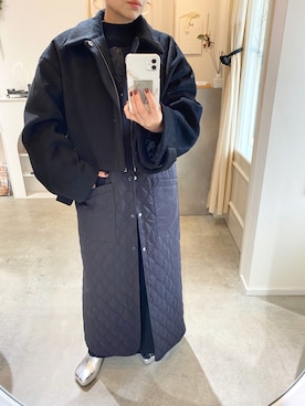 「シルバー」｜「アイテム（その他アウター）」を使った、emineoさん（レディース・151cm）の冬コーディネート