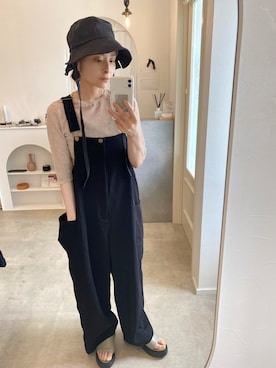 「Adoon plain（アドーンプレーン）のアイテム（帽子）」を使った、emineoさん（レディース・151cm）の夏コーディネート