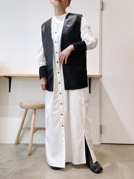 「シャツワンピ」｜「アイテム（その他アウター）」を使った、emineoさん（レディース・151cm）の秋コーディネート