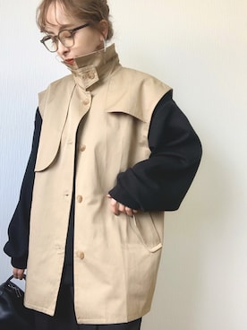 「トレンチ」｜「アイテム（その他アウター）」を使った、emineoさん（レディース・151cm）の秋コーディネート