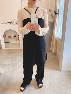 「サテンパンツ」｜「アイテム（キャミソール）」を使った、emineoさん（レディース・151cm）の夏コーディネート