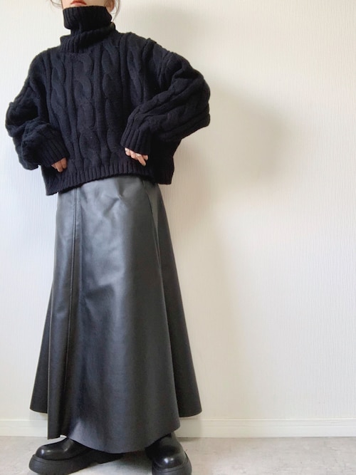 FAKE LEATHER MAXI SK / フェイクレザーマキシスカート（スカート